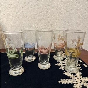 Set Of 5 VintageHazel Atlas Pilsner Gazelle 6" Iced Tea Highball Tumbler Glasses
